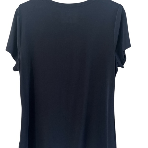 Worthington Black Relaxed Blouse Gathered Short Sleeve Size XL - Picture 2 of 8